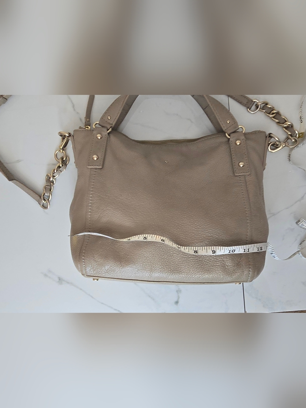 Kate Spade New York Pebbled Leather Satchel Crossbody Taupe Beige Bag - Picture 10 of 10